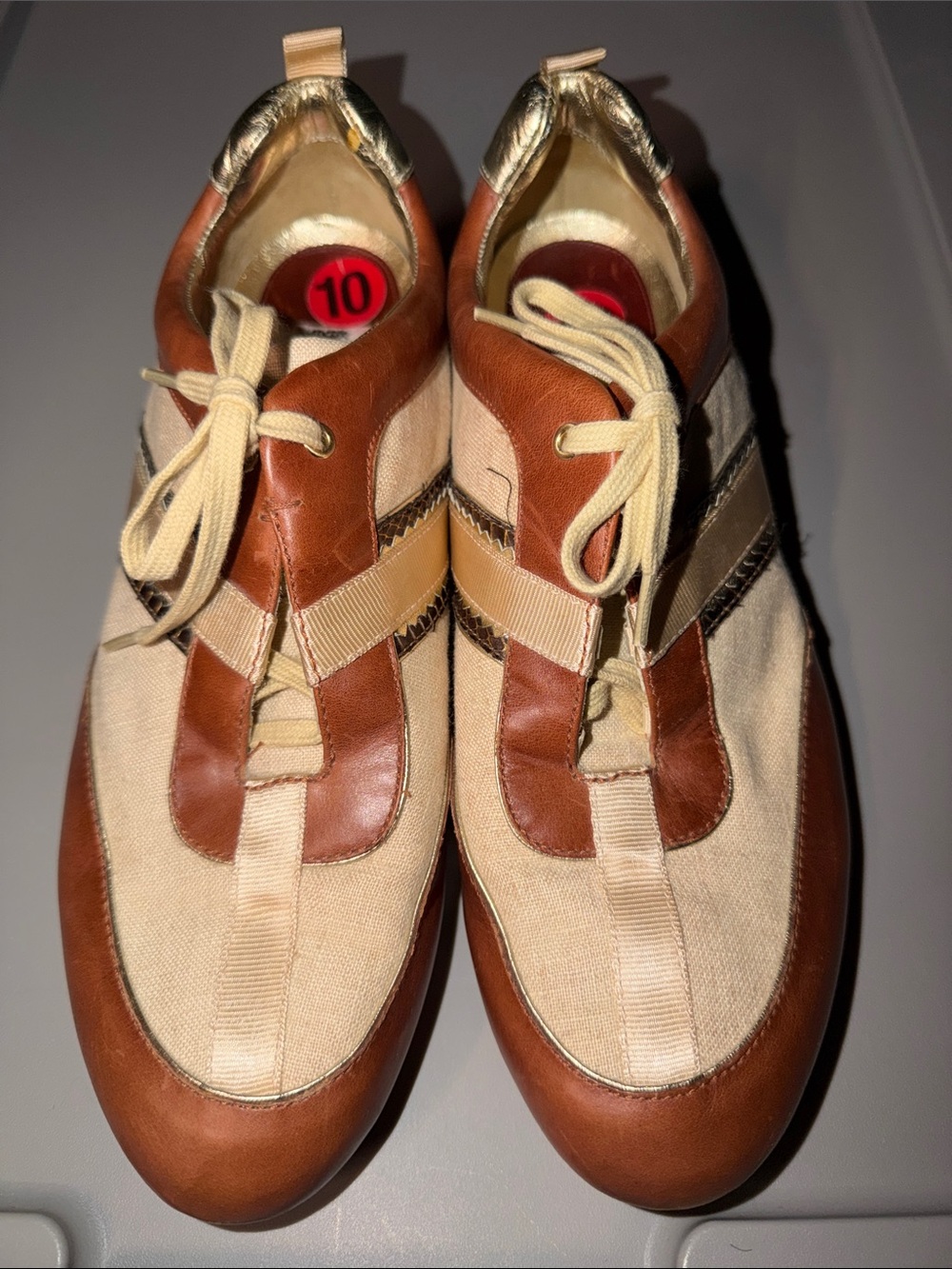 Cole Haan Brown and Cream Women's Leather & Canvas Sneakers